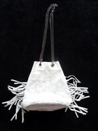 WŁOSKA BORSE IN PELLE SREBRNA MAŁA SKÓRA NATURALNA FRĘDZLE