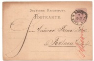 DEUSTCHE REICHPOST -postkarte-obieg 1882 rok