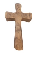Krzyż drewniany drewno oliwne rękodzieło unikalne słoje 16 cm