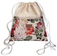 Worek plecak 2 kieszenie na zamek , kwiaty HABILE design bag