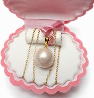 Złoty naszyjnik perła Zawieszka perła Łańcuszek Srebro 925 40cm Na prezent