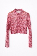 Różowo-czerwona siateczkowa bluzka koszula mesh w kwiaty Urban Outfitters M