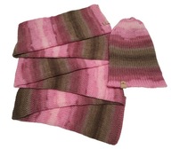 Lekki, różowo-brązowy komplet - czapka i szalik, wegański, handmade, unikat