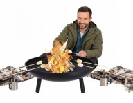 PALENISKO OGRODOWE 60CM DUŻE STALOWE NA OGNISKO GRILL DO KOCIOŁKA Z RUSZTEM