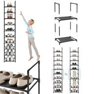 MODUŁOWA SZAFKA NA BUTY WĄSKA DUŻA CZARNA 10 PÓŁEK WYSOKA