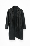 Czarny skórzany płaszcz vintage Loden-Frey XL naturalna skóra trench