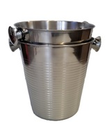 CHŁODZIARKA WIADERKO DO LODU SZAMPANA, WINA DUŻE, STAL, SREBRNE 4L