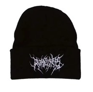 Czarna czapka zimowa beanie z haftem