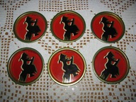 Dymarki podstawki pod szklanki X sześć sztuk metal Czarownica na miotle