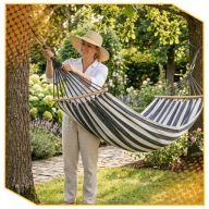 Hamak z drążkiem Lewer szary 250 kg 260 x 155