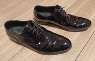 Czarne lakierowane buty wizytowe PILPOL 40 eleganckie oxfordy koncertowe