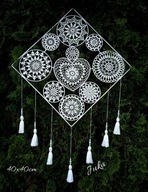 Łapacz snów/szydełkowe rozety/ozdoba okienna 40x40 rękodzieło Juka