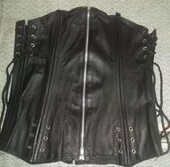 CZARNY GORSET skóra naturalna licowa 40