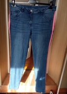 blue motion spodnie dżins 44 proste ze średnim stan niebieskie róż lampasy