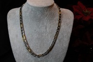 MĘSKI ŁAŃCUSZEK FIGARO STAL CHIRURGICZNA 316L SREBRNO ZŁOTY 8 mm