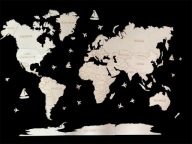 Nowa drewniana mapa świata z Antarktydą - 210x126cm - nat. sklejka, prezent