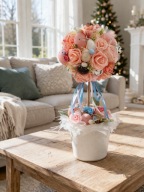 Drzewko stroik wielkanocny wiosenny naturalny rękodzieło z sercem