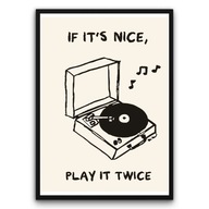 Plakat z ramą 40x50cm Dźwięki z Winylu Retro Muzyka Płyta Design Prezent
