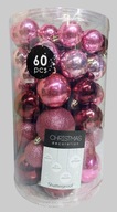BOMBKI CHOINKOWE 60 SZT ŚWIĄTECZNE PLASTIKOWE NIETŁUKĄCE RÓŻOWE 4-7CM