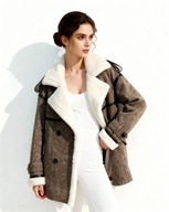 Kożuch naturalny SHEARLING z owcy strzyżonej skórzany r. XL