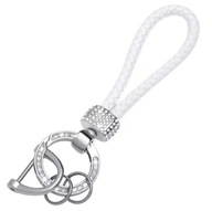 Stylowy pleciony biały brelok z kryształkami – modna i praktyczna ozdoba