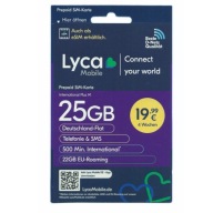 Lycamobile DE SIM Karte Internet International Plus M 25GB 22GB EU