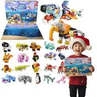 KALENDARZ ADWENTOWY KLOCKI KONSTRUKCYJNE 24 ELEMENTY ZWIERZĘTA SŁOŃ DINO