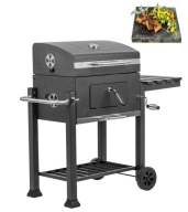 GRILL WĘGLOWY OGRODOWY DUŻY ŻELIWNY RUSZT POKRYWA XXL+KAMIEŃ DO STEKÓW PINS