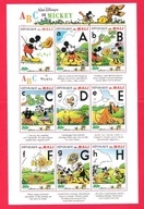 Mali 1996 ark**9zn, bajki Disney. psy Pluto, Mickey, Goofy, alfabet