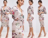Asos sukienka kwiatowa kimono dekolt r. 40