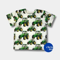 Chrisma Koszulka chłopięca krótki rękaw nadruk ciągnika/ traktora 116 6 lat