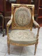 Złocony fotel pałacowy Ludwik XVI Francja XIX w #1