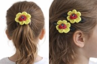 Spinki i gumka do włosów z biedronką handmade zestaw dla dziewczynki