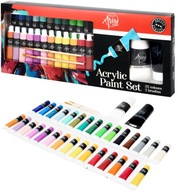 Farby Farba Akrylowe Akryle Malarskie Farb Artystyczny Kolor 32szt 2 Pędzle