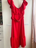 38 M F&F lniana czerwona sukienka hiszpanka