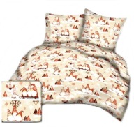 pościel bawełna lux 200x220 +2x70x80 +2x40x40 guzik B 570 skrzaty brąz