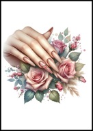 A2 PLAKAT DO SALONU MANICURE URODY, PLAKAT DLA KOSMETYCZKI PAZNOKCIE LAKIER