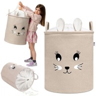 DUŻY KOSZ NA ZABAWKI ZAMYKANY POJEMNIK MATERIAŁOWY ORGANIZER XXL 63L KRÓLIK