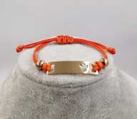 68153 Bransoletka złota stal chirurgiczna sznurkowa z blaszką