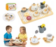 Drewniany Zestaw Do Herbaty KinderPlay 17e akcesoria taca zabawka dzieci 3+