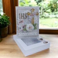 Kartka w pudełku na Pierwszą Komunię Świętą Pamiątka - Hand Made