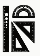 Linijka Metalowa Zestaw Linijki Kątomierz Ekierka+Pojemnik