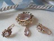 Garnitur Bizuteryjny - Parura - Ametysty - Oryginalne Etui.