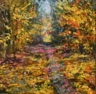 Jesienny las" obraz olejny na płótnie 30x30cm , oryginał Garncarek Al,,,