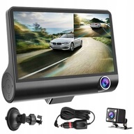 KAMERA COFANIA SAMOCHODOWA MONITOR DVR FULL HD PRZÓD TYŁ 3 KAMERY 4 CAL