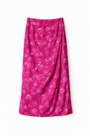 Różowa kwiatowa spódnica midi kopertowa S wiskoza vintage retro hawajska