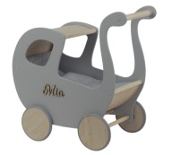 DREWNIANY WÓZEK DLA LALEK + IMIĘ prezent na roczek