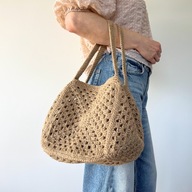 Jute Chic Petite - torebka damska jutowa boho handmade, szydełkowana.