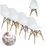 4x KRZESŁO SKANDYNAWSKIE BIAŁE DO JADALNI KUCHNI SALONU STOŁU POKOJU ZESTAW