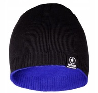 Męska czapka zimowa ciepła dwustronna czarna i chabrowa 2w1